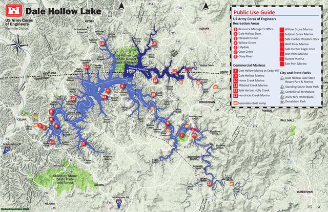 Official US Army Corps of Engineers Dale Hollow Lake map